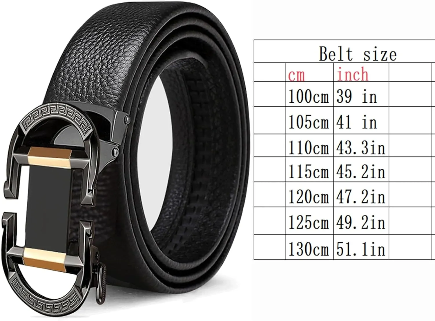 2-Pack Belt Automatic Buckle Belt Men Ratchet Adjustable Men's Belt Premium Cowhide Belts Mens for Dress and Casual Belt