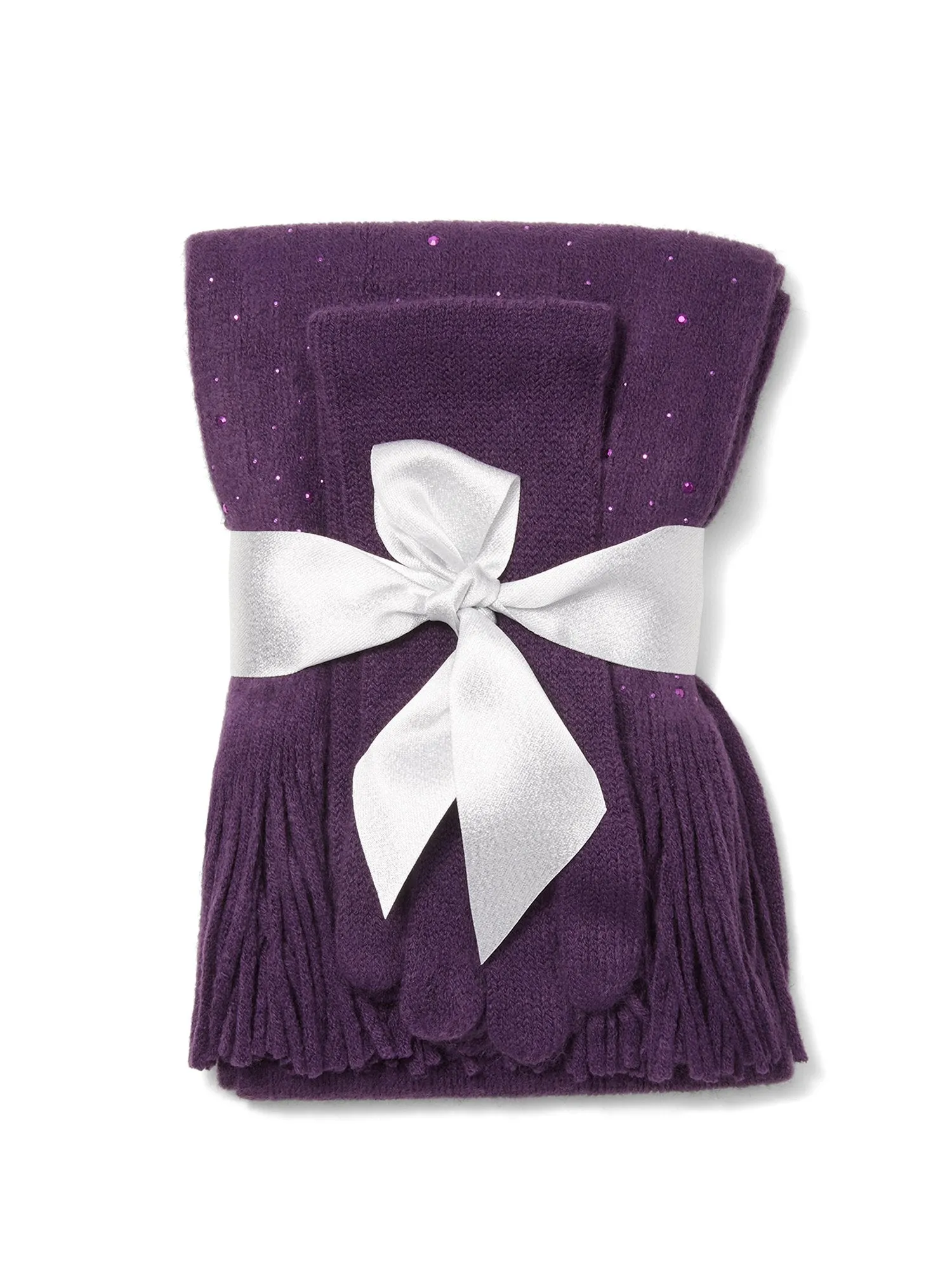 2-Piece Rhinestone-Studded Scarf & Gloves Set