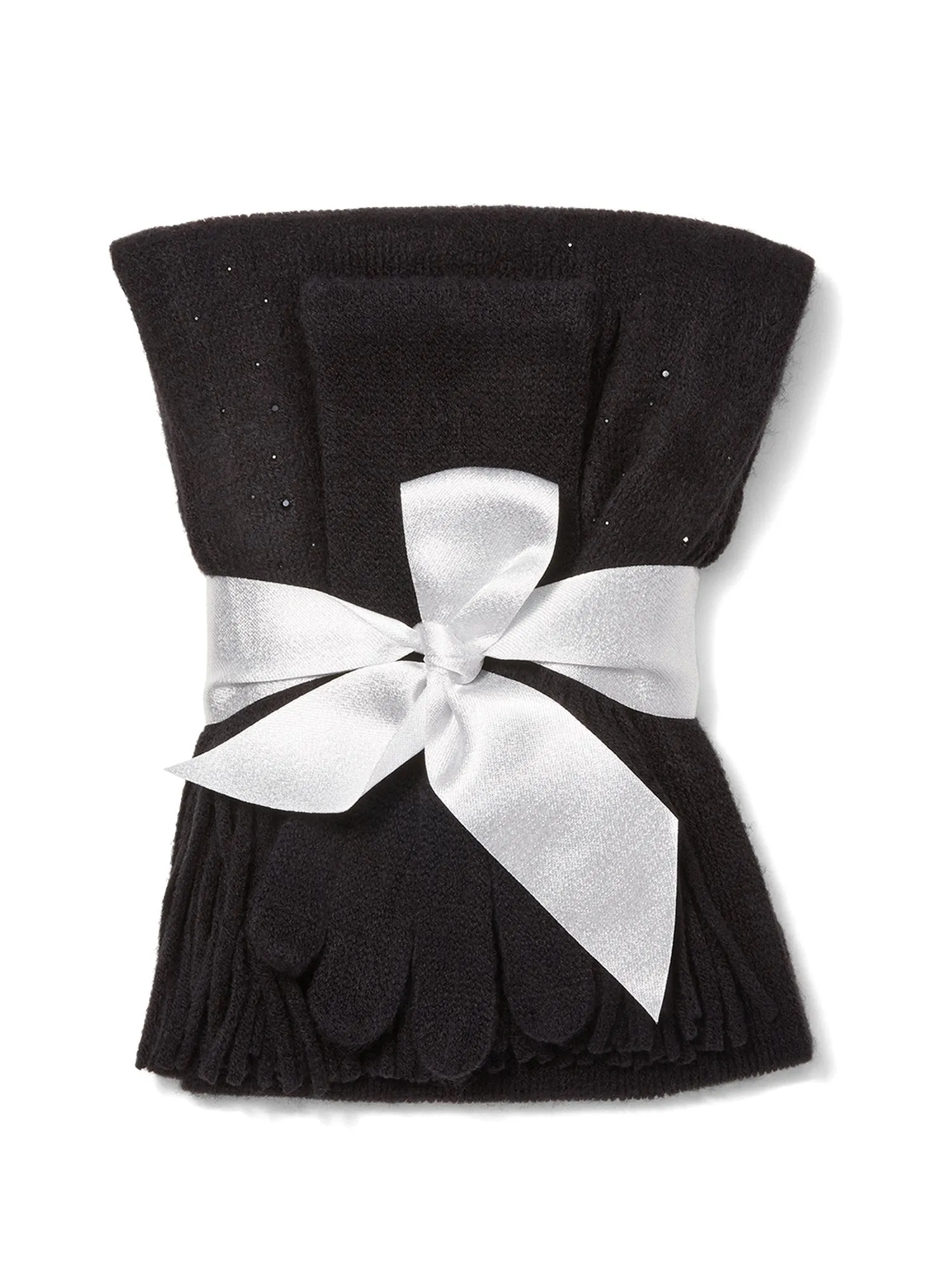 2-Piece Rhinestone-Studded Scarf & Gloves Set