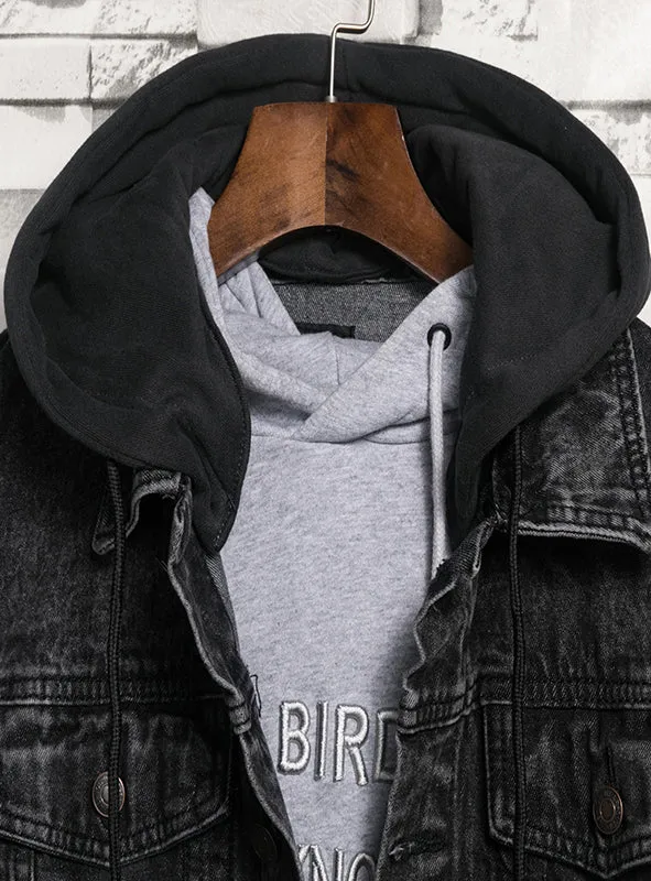 9009 Denim Hooded Jacket,Denim Fur Jacket,Denim Jacket