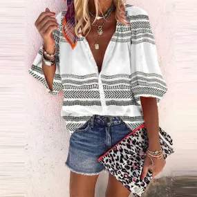 Adira Casual Striped Printed Shirt Women's Tops Women's Clothing
