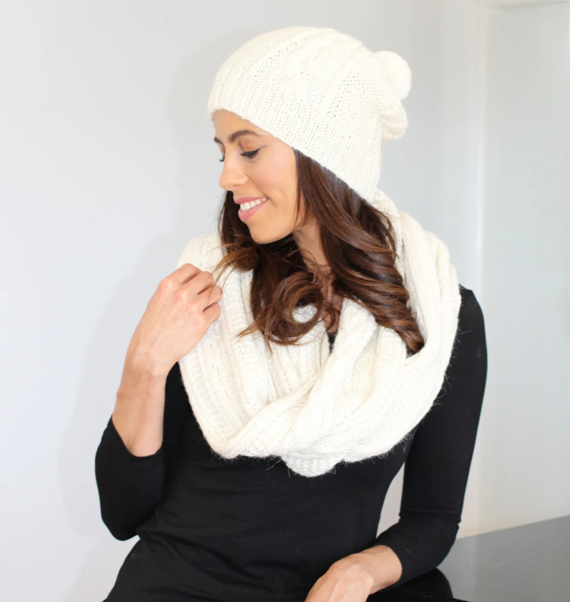 Alpaca Wool Blend Pompom Beanie