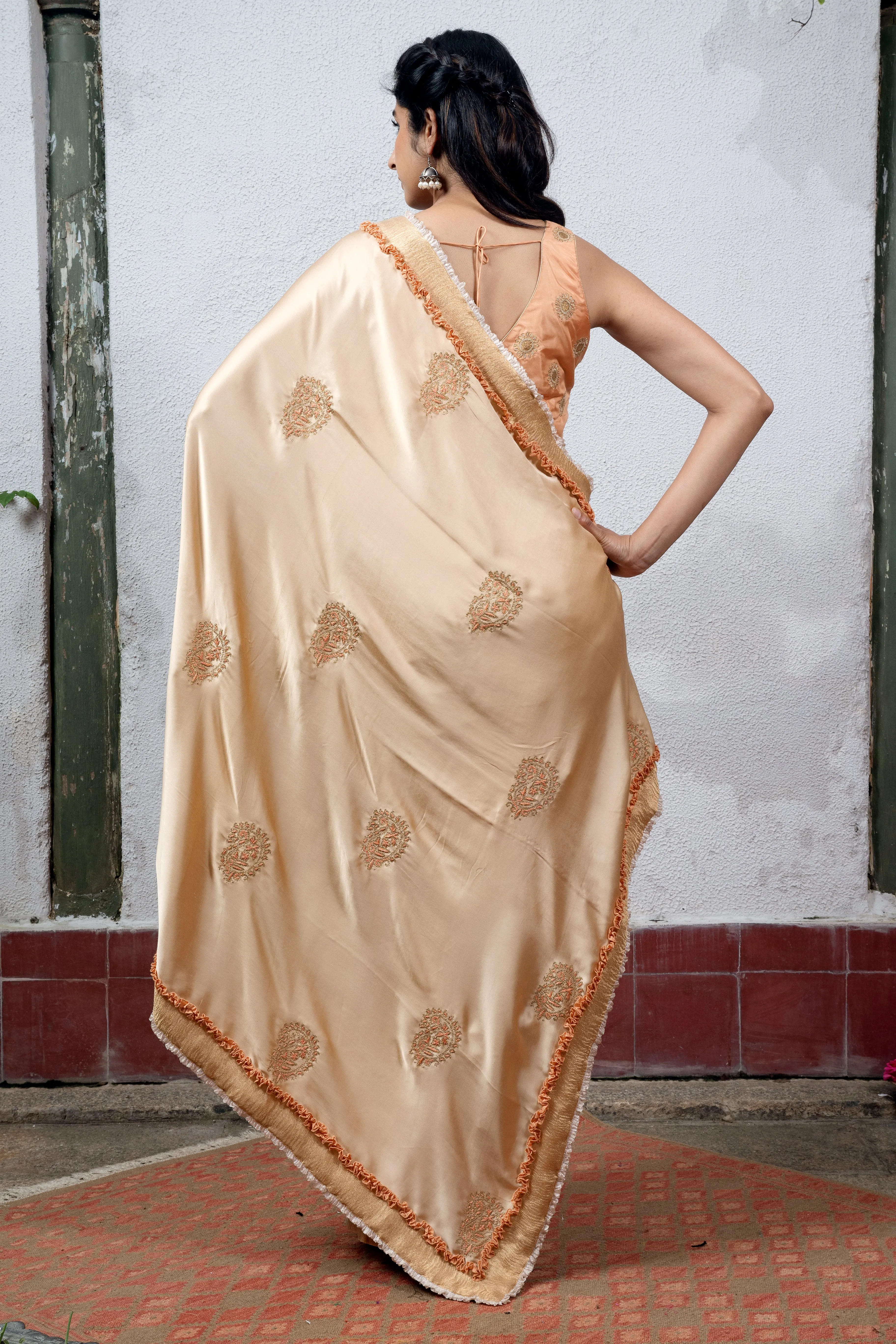 Apsara: Peach Saree