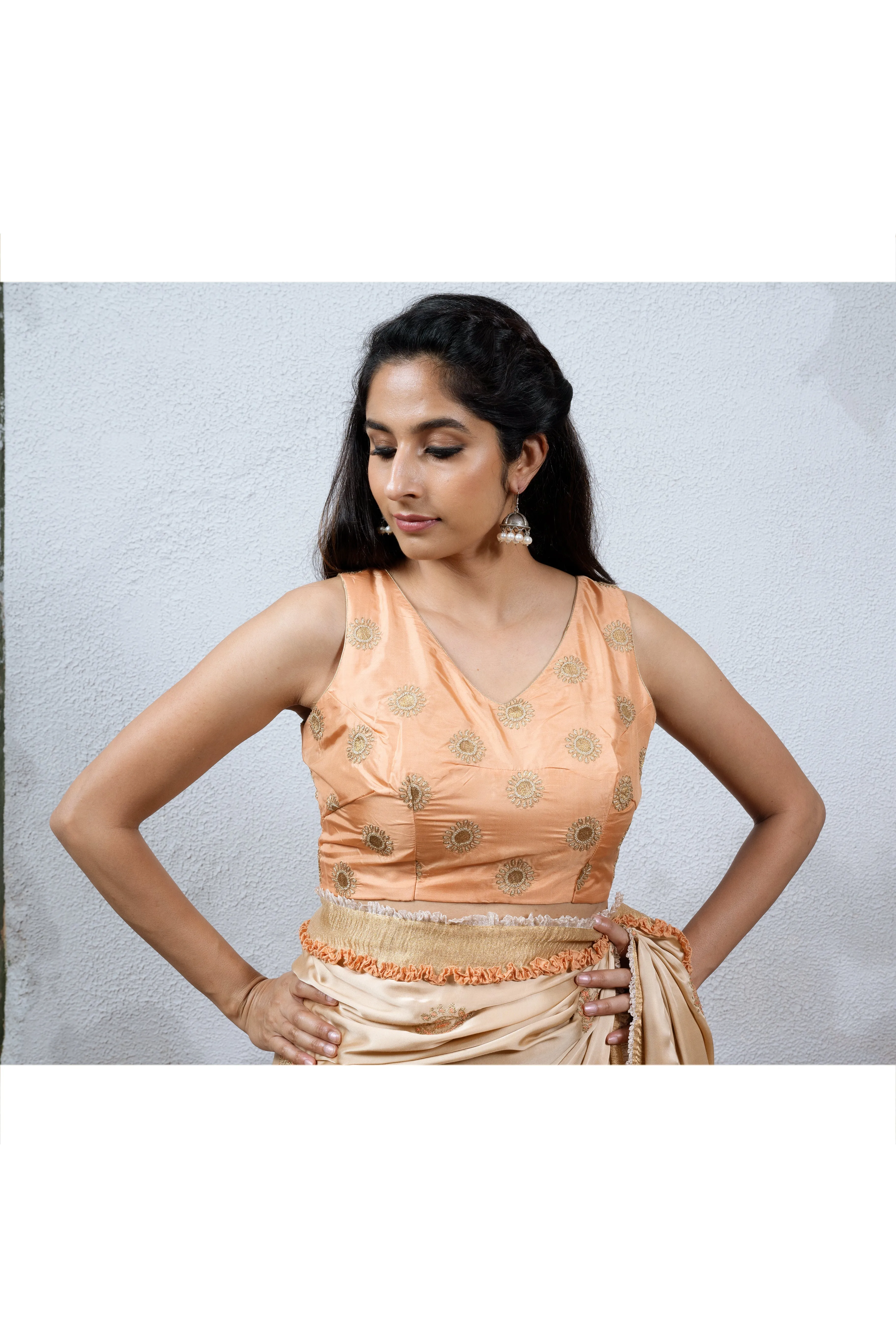 Apsara: Peach Saree