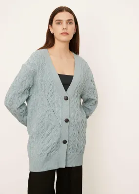 Aran Cable Cardigan in Light Sea Stone