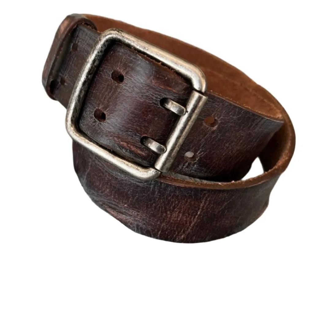 ARICHI Handmade Polished Brown Leather Belt – Premium Genuine Leather for Men and Women, Vintage and Stylish Design