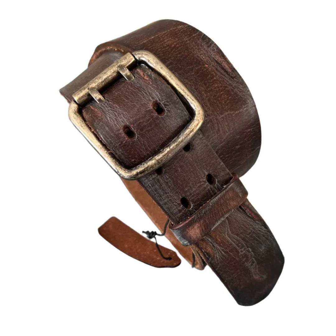 ARICHI Handmade Polished Brown Leather Belt – Premium Genuine Leather for Men and Women, Vintage and Stylish Design