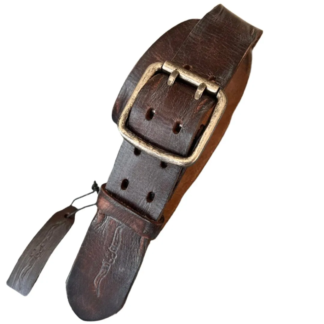 ARICHI Handmade Polished Brown Leather Belt – Premium Genuine Leather for Men and Women, Vintage and Stylish Design