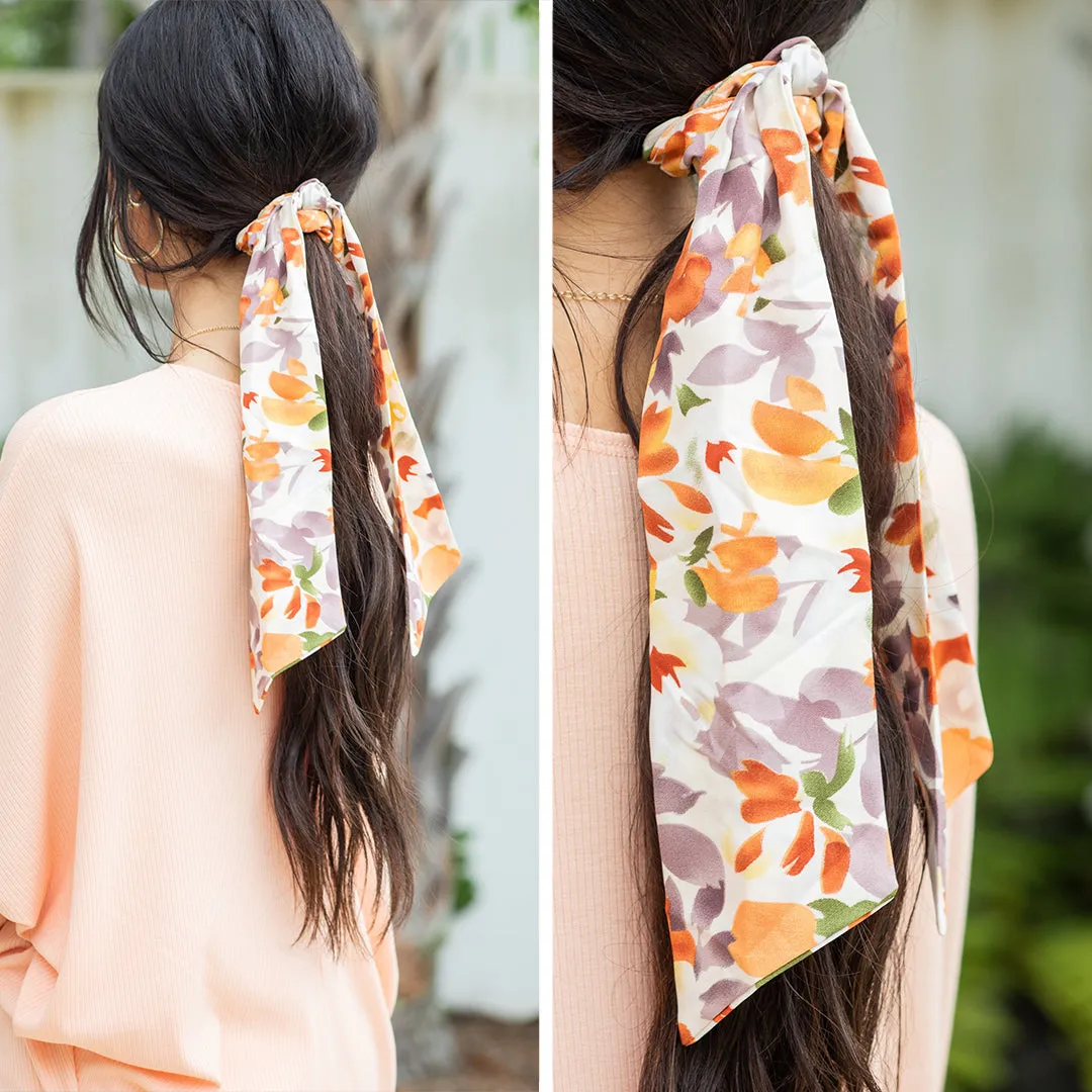 Be Yourself Peach Orange Floral Scrunchie Scarf