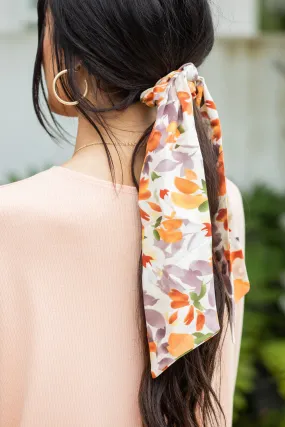 Be Yourself Peach Orange Floral Scrunchie Scarf
