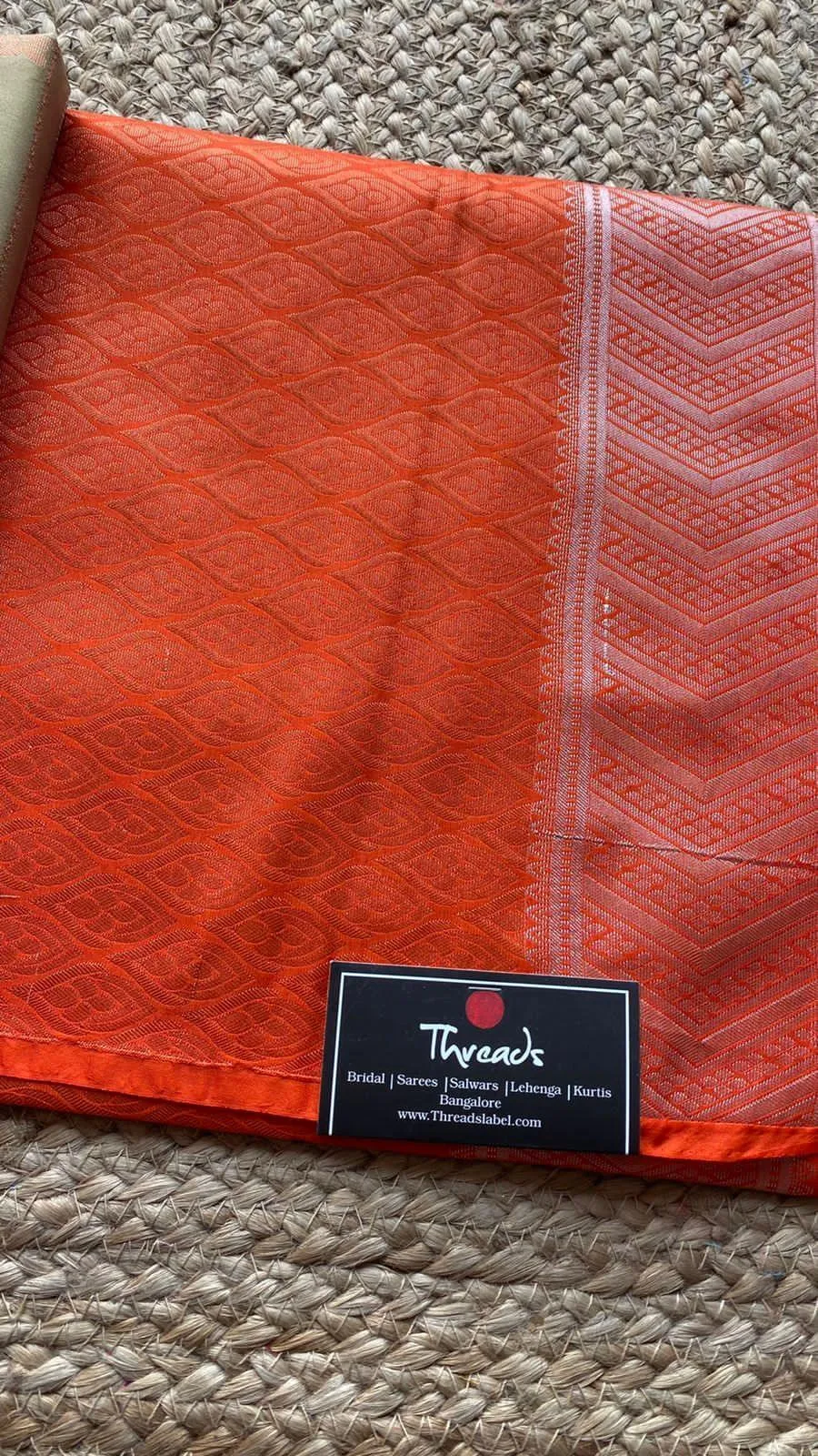 Beige and orange Silk saree with blouse