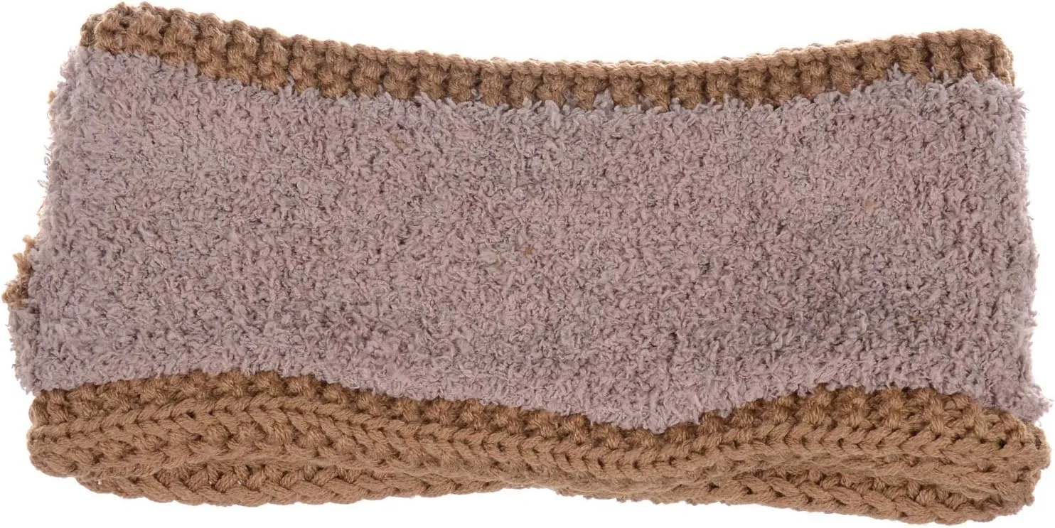 BYOS Women's Winter Cozy Cable Fleece Lined Knit Headband Earwarmer & Gloves Set