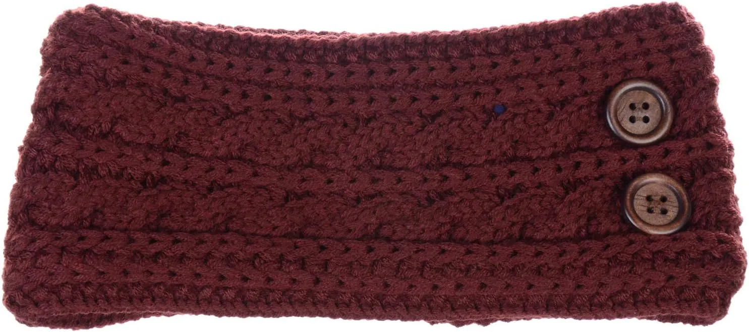 BYOS Women's Winter Cozy Cable Fleece Lined Knit Headband Earwarmer & Gloves Set