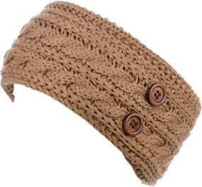BYOS Women's Winter Cozy Cable Fleece Lined Knit Headband Earwarmer & Gloves Set