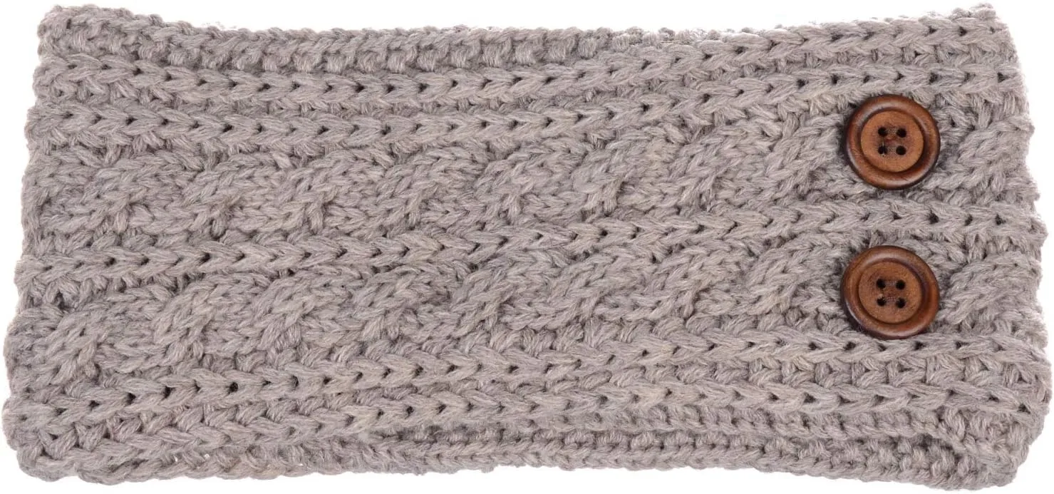 BYOS Women's Winter Cozy Cable Fleece Lined Knit Headband Earwarmer & Gloves Set