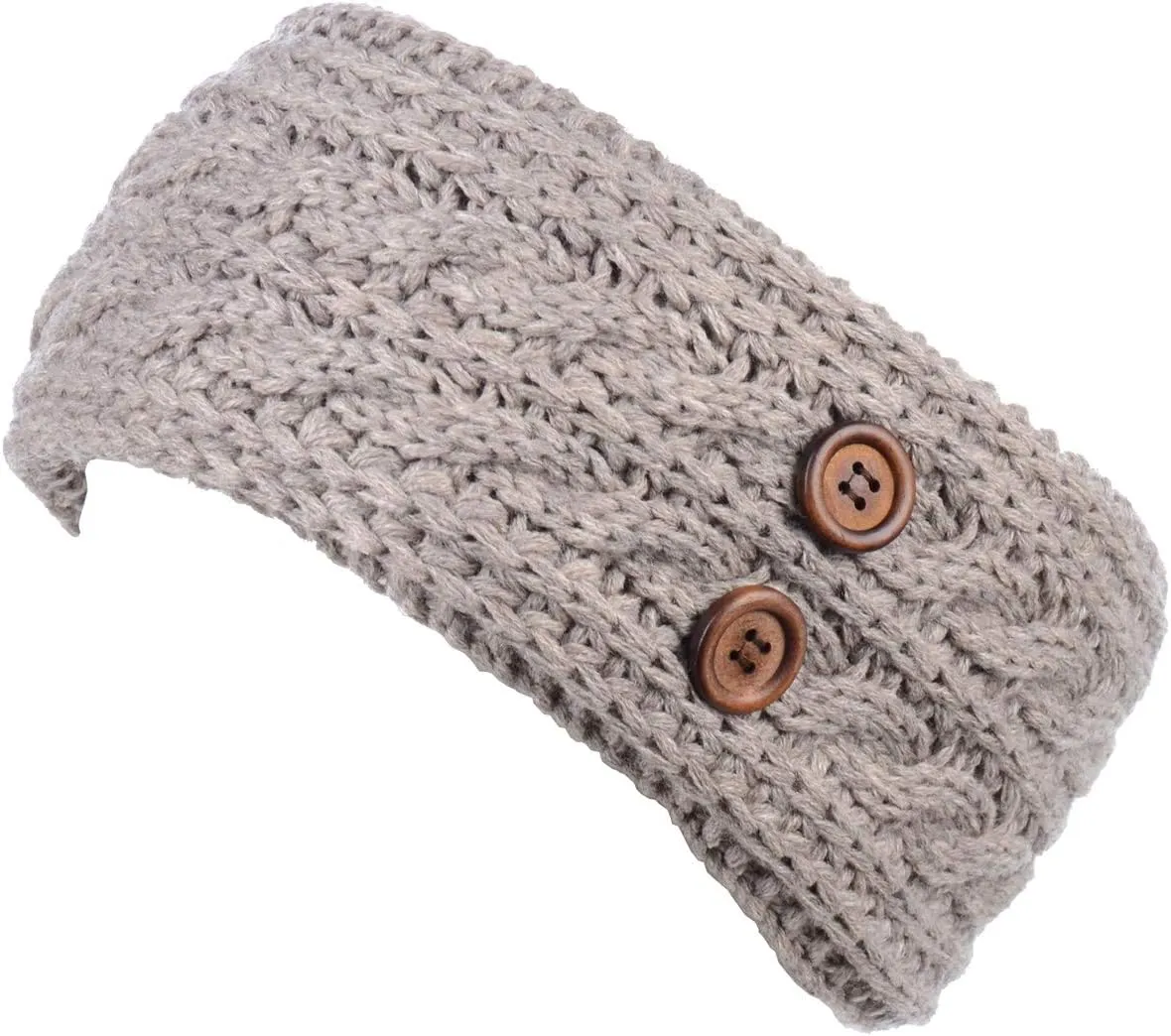 BYOS Women's Winter Cozy Cable Fleece Lined Knit Headband Earwarmer & Gloves Set