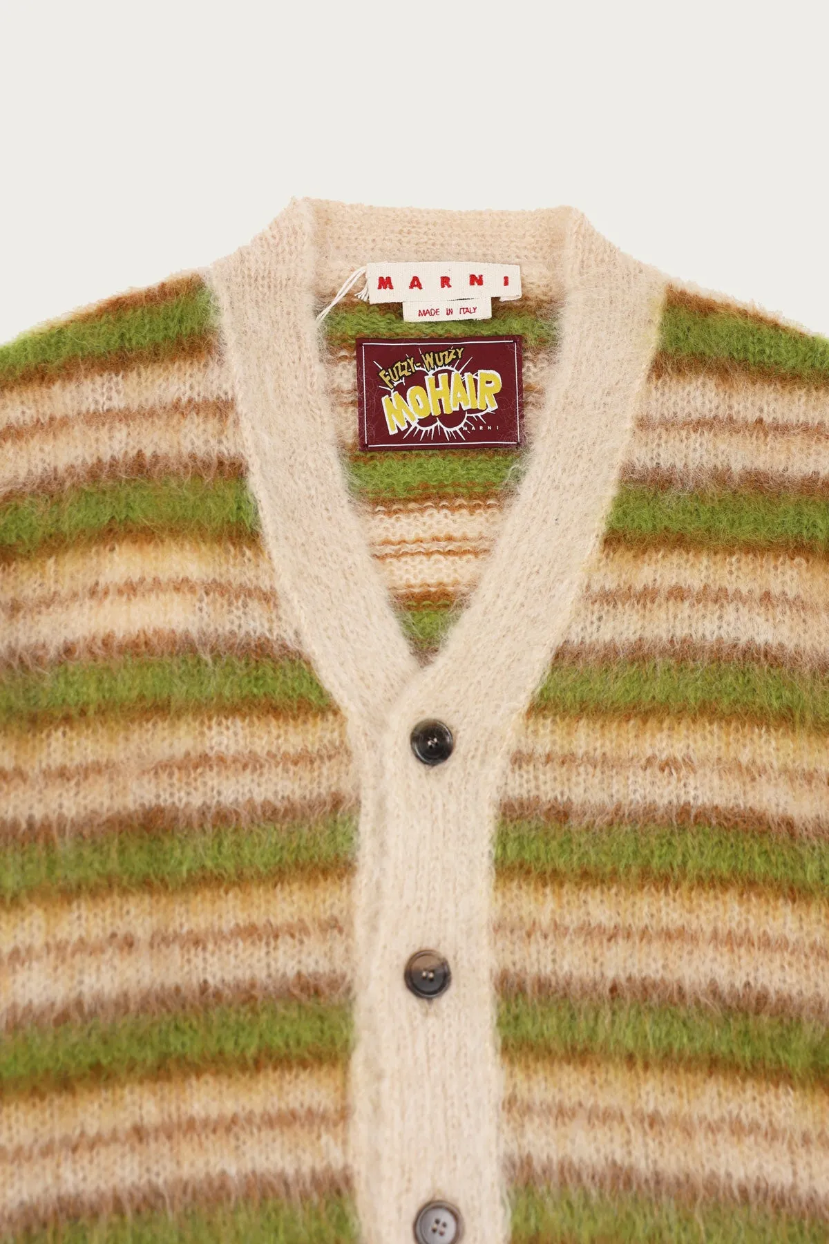 Camel Striped Mohair Cardigan - Light Camel