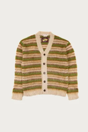 Camel Striped Mohair Cardigan - Light Camel