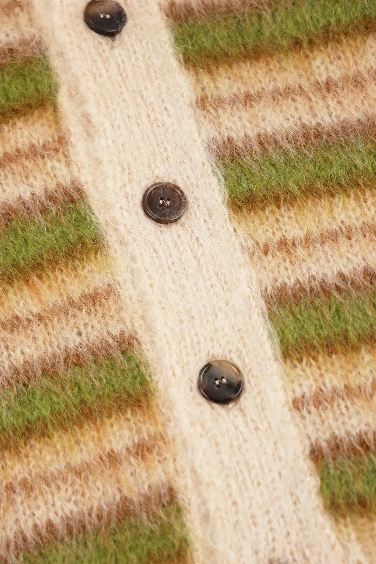 Camel Striped Mohair Cardigan - Light Camel