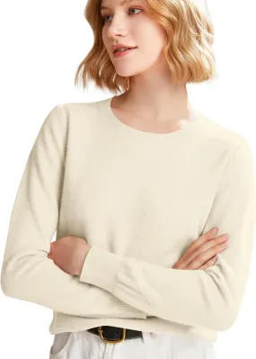 Cashmere Sweaters for Women,Crew Neck Long Sleeve Soft Pullover Sweater,Fall Spring Solid Color Knit Jumper Tops