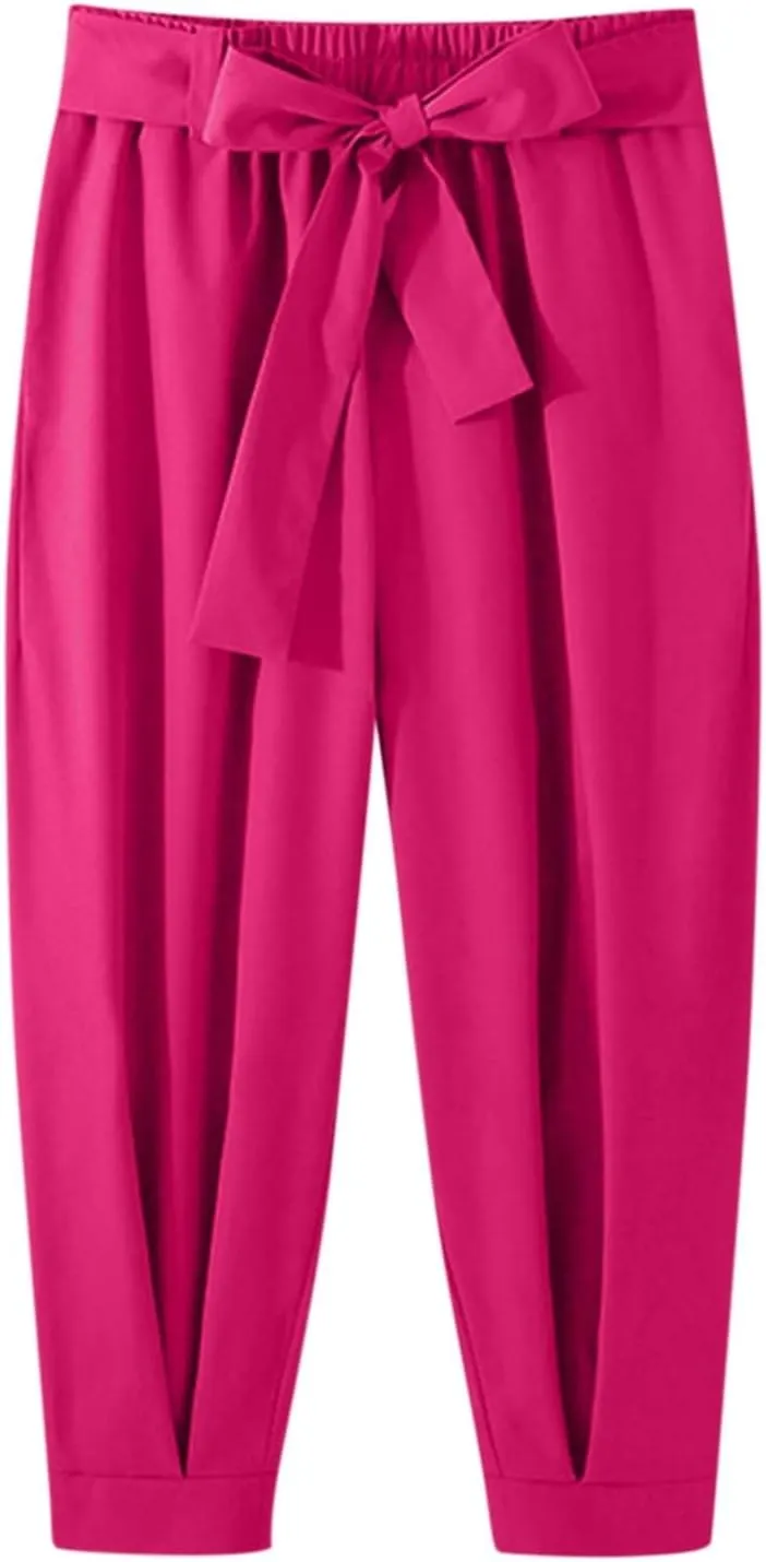 Casual Pants for Men Summer Loose Fit Breathable Trousers Outdoor Solid Color Stylish Simple Trousers with Belt