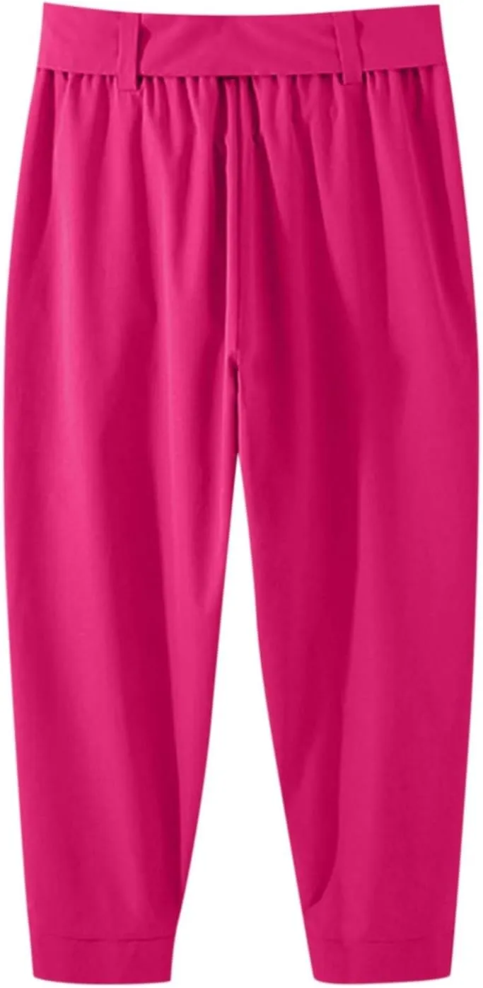 Casual Pants for Men Summer Loose Fit Breathable Trousers Outdoor Solid Color Stylish Simple Trousers with Belt