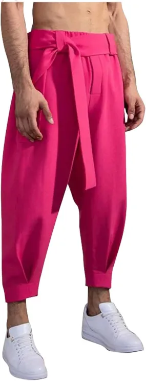 Casual Pants for Men Summer Loose Fit Breathable Trousers Outdoor Solid Color Stylish Simple Trousers with Belt