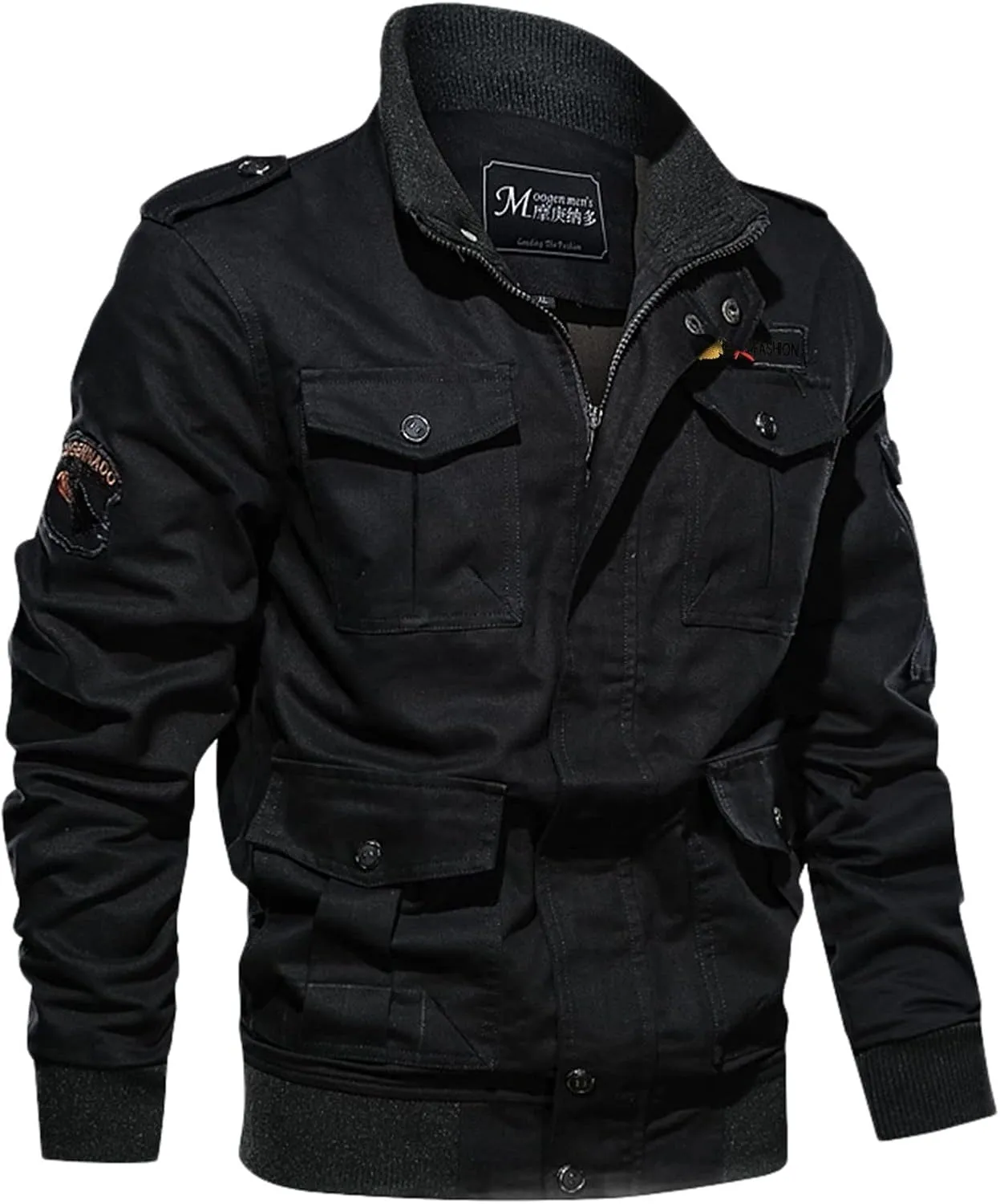 Clothes for Men Size Coat Muli Pockets Zipper Lapel Solid Jacket Leisure Breathable Stand Collar Top Mens Flannel
