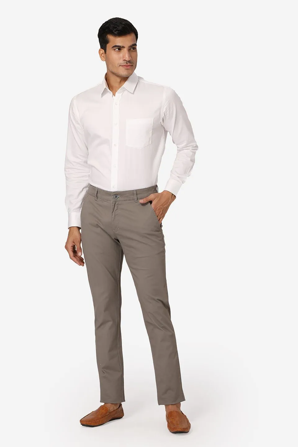 Cotton Twill Grey Chinos