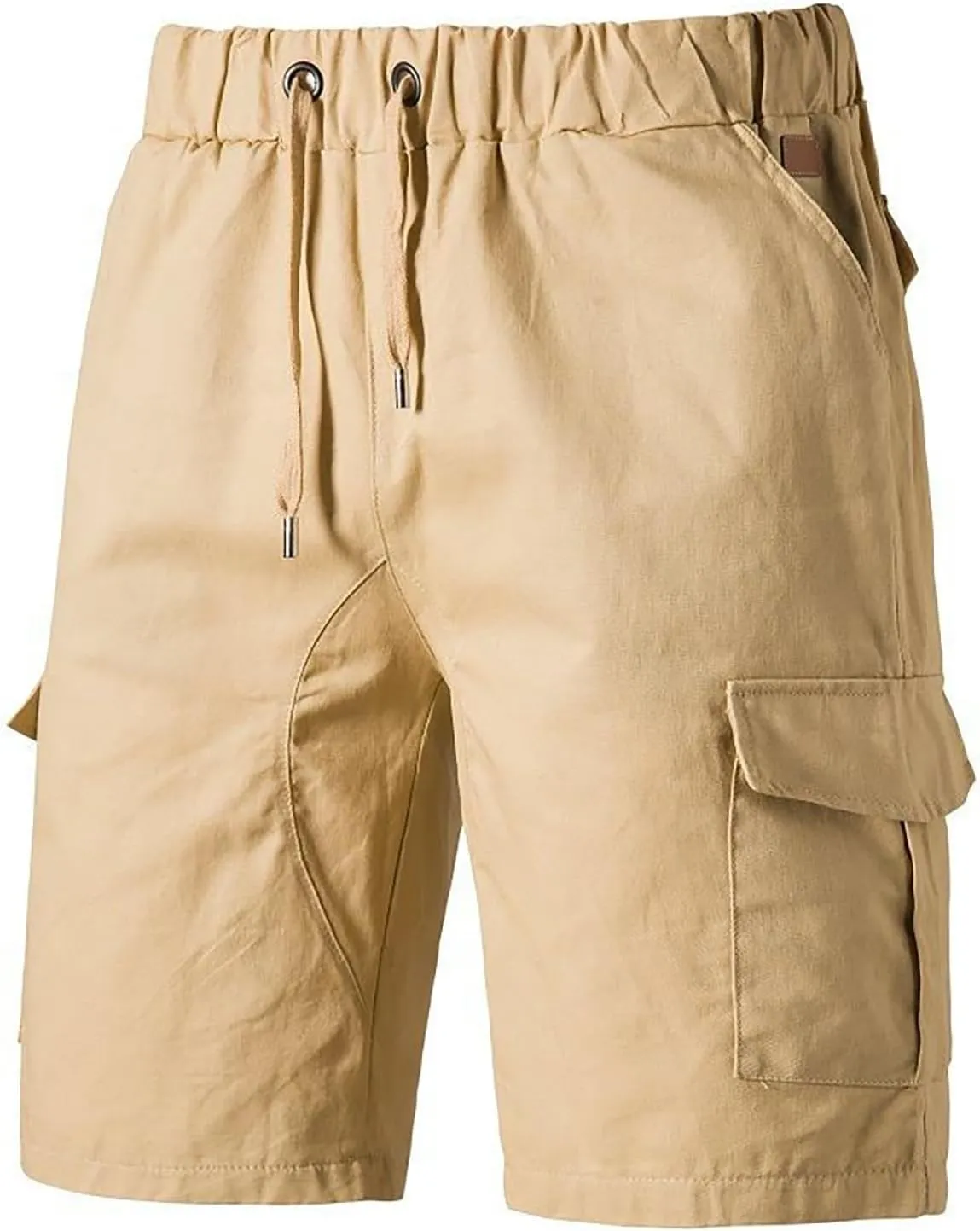 CRNTCEM Drawstring Casual Cargo Shorts for Men Summer Outdoor Twill Chinos Short Relaxed Fit Cotton Work Shorts with Pocket