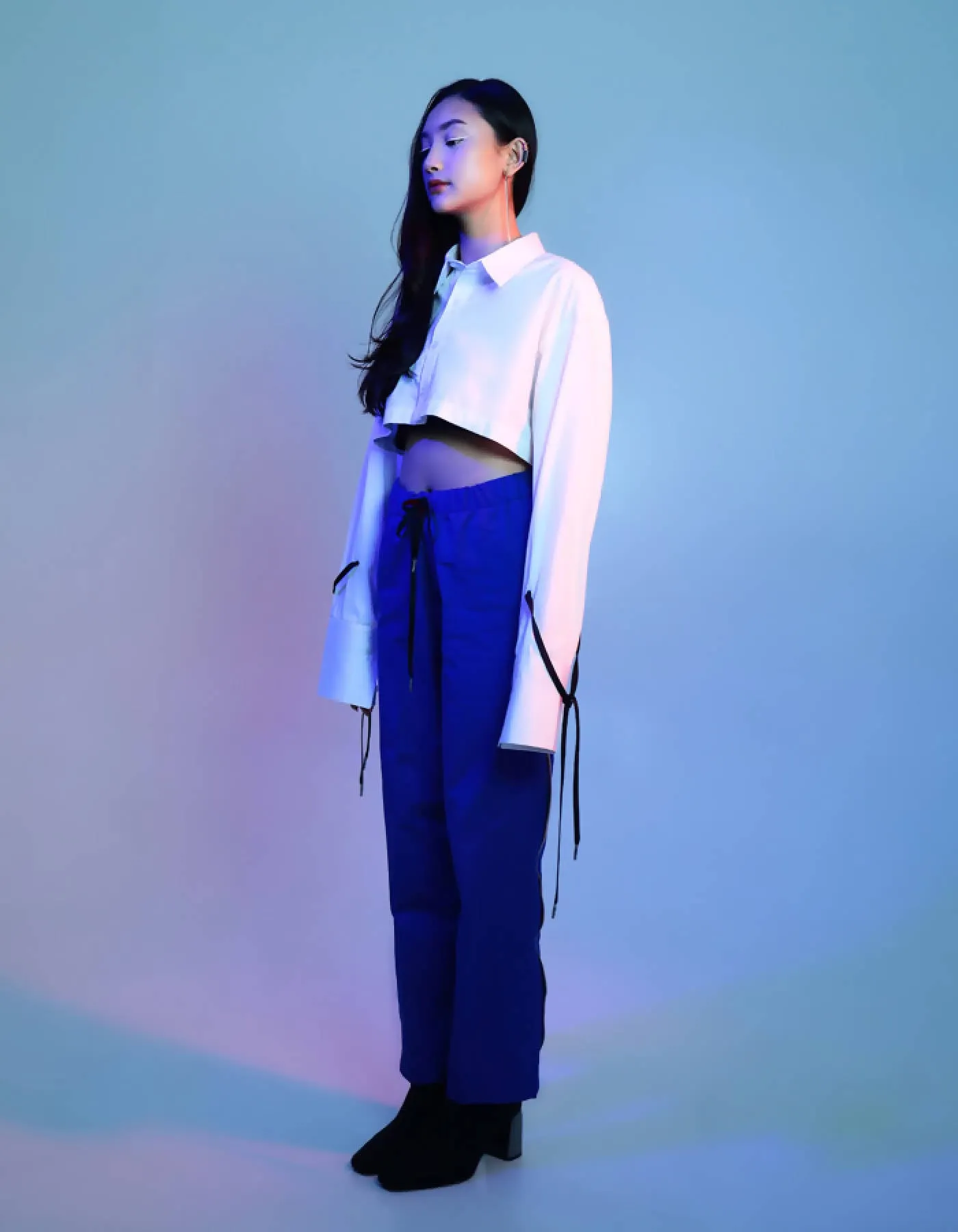Cropped Drawstring Shirt