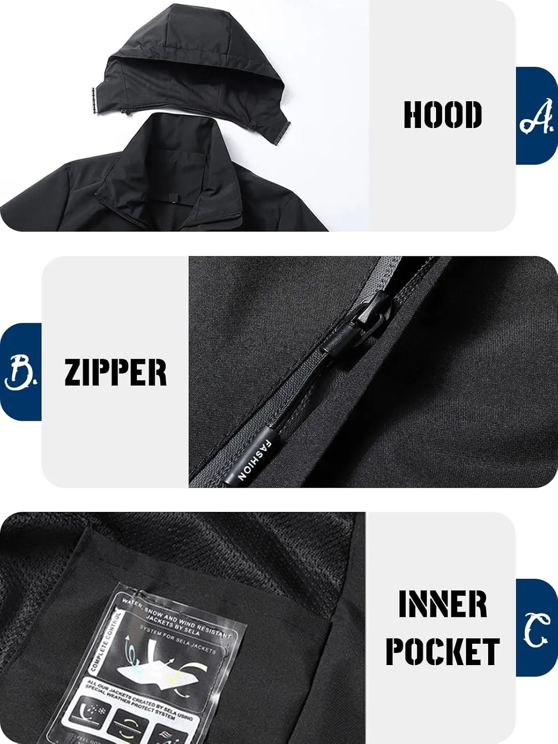 Custom Womens Waterproof Rain Jacket with Hood Personalized Breathable Lightweight Windbreaker Rain Shell Coat