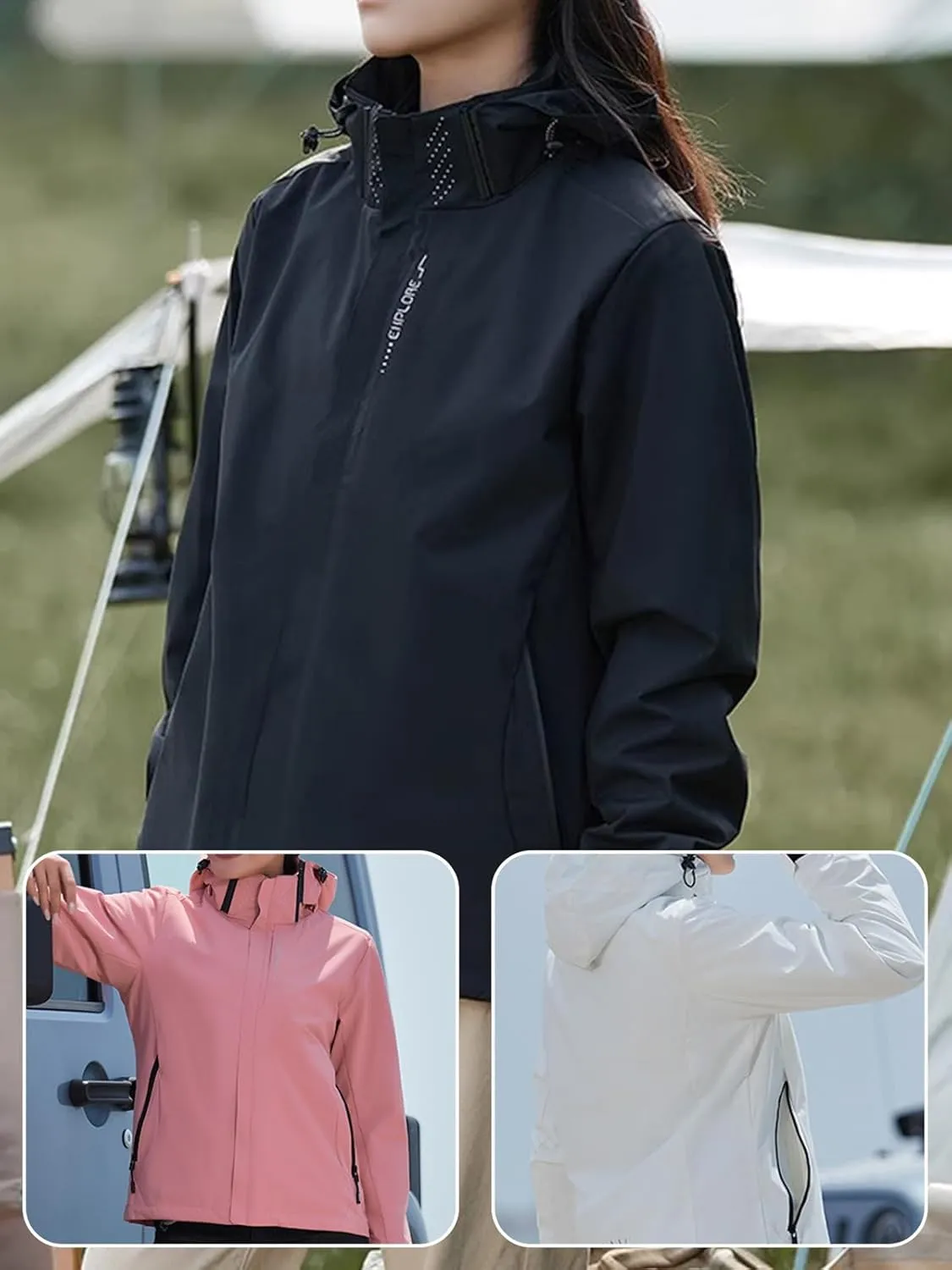 Custom Womens Waterproof Rain Jacket with Hood Personalized Breathable Lightweight Windbreaker Rain Shell Coat