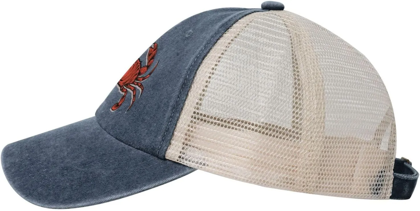 Cute Crabs Baseball Cap Women Men Mesh-Back Hat Retro Trucker Hats Sun Hat