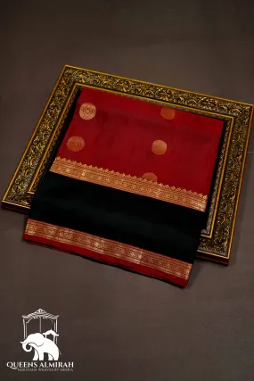 DARK MAROON WITH BLACK SOFT SILK SAREE