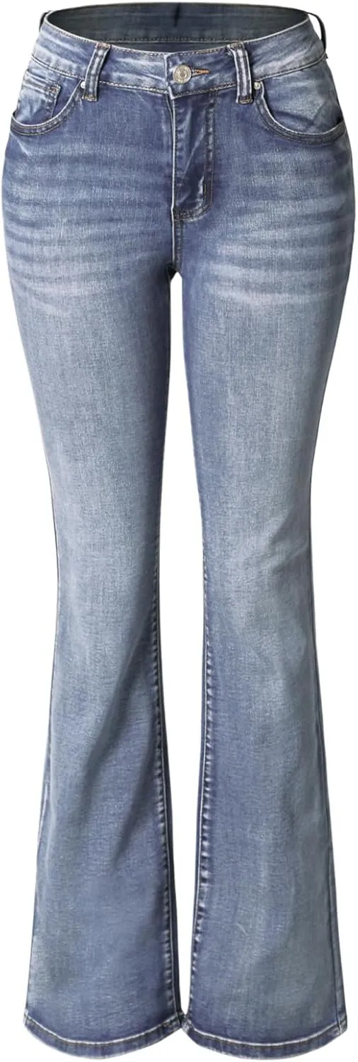 Design by Olivia Women's Sexy Stylish Flare Bell Bottom Slim Bootcut Jean