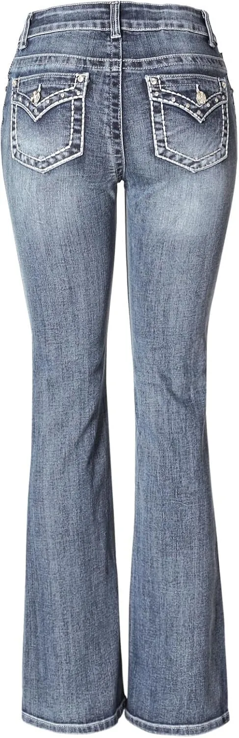 Design by Olivia Women's Sexy Stylish Flare Bell Bottom Slim Bootcut Jean