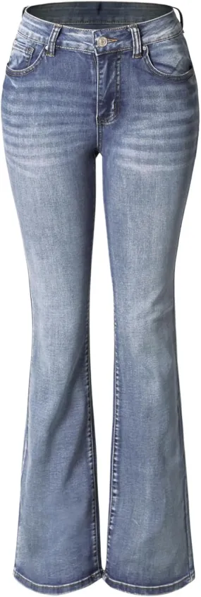 Design by Olivia Women's Sexy Stylish Flare Bell Bottom Slim Bootcut Jean