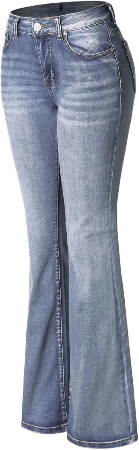 Design by Olivia Women's Sexy Stylish Flare Bell Bottom Slim Bootcut Jean