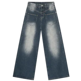 'Drift' Reverse Pocket Faded Blue Denim Jeans