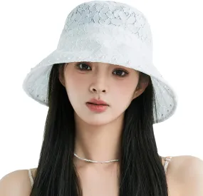 Elegant Bucket Hats for Women Lace Sun Hats for Women French Fishing Hats Wide Brim Beach Hat Slouchy Summer Hat Vacation