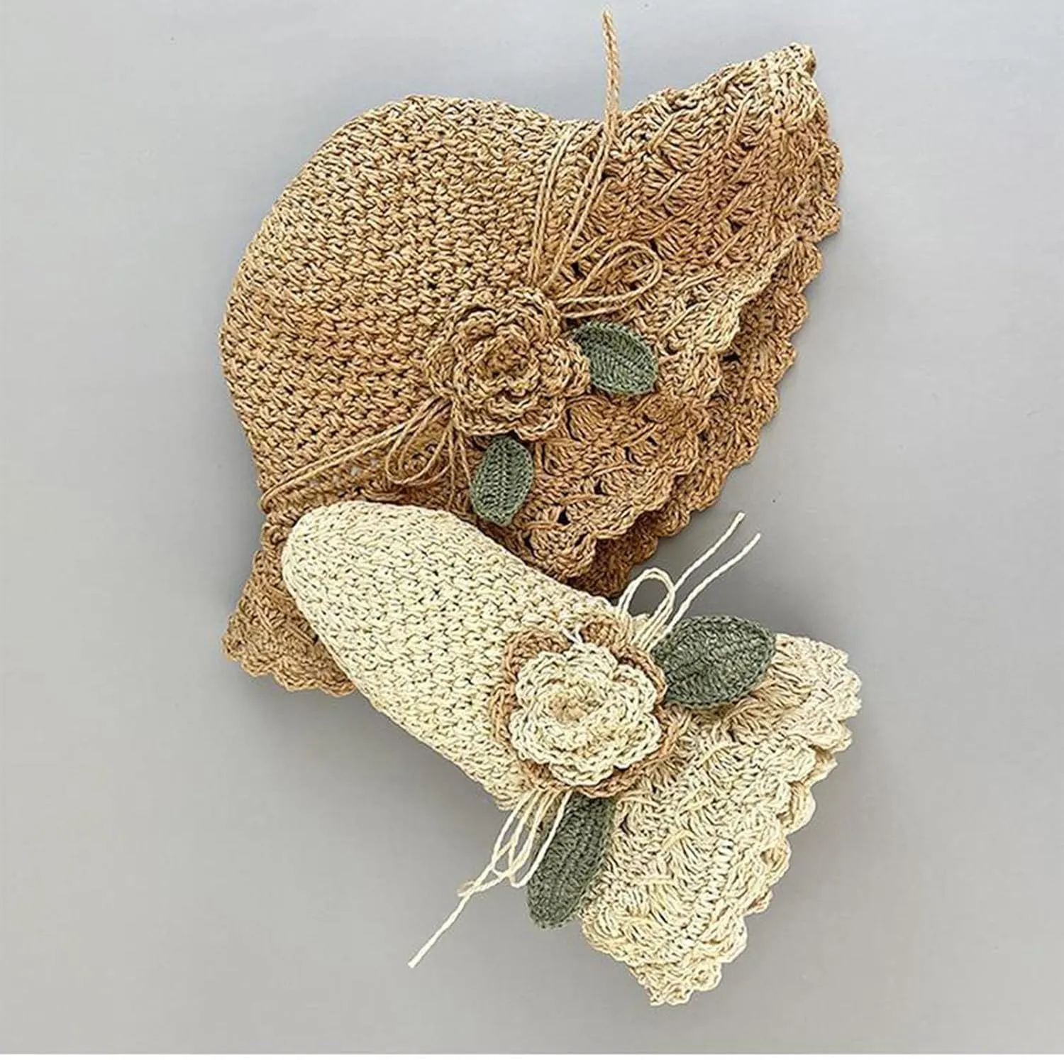 Elegant Crochet Straw Hat with Ruffle Detail, Crochet Ruffle Hats for Women, UV Protection Wide Brim Sun Hat