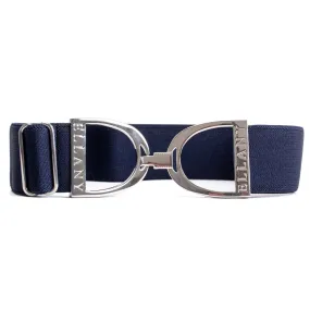 Ellany Navy Silver Stirrup Elastic Ladies Belt