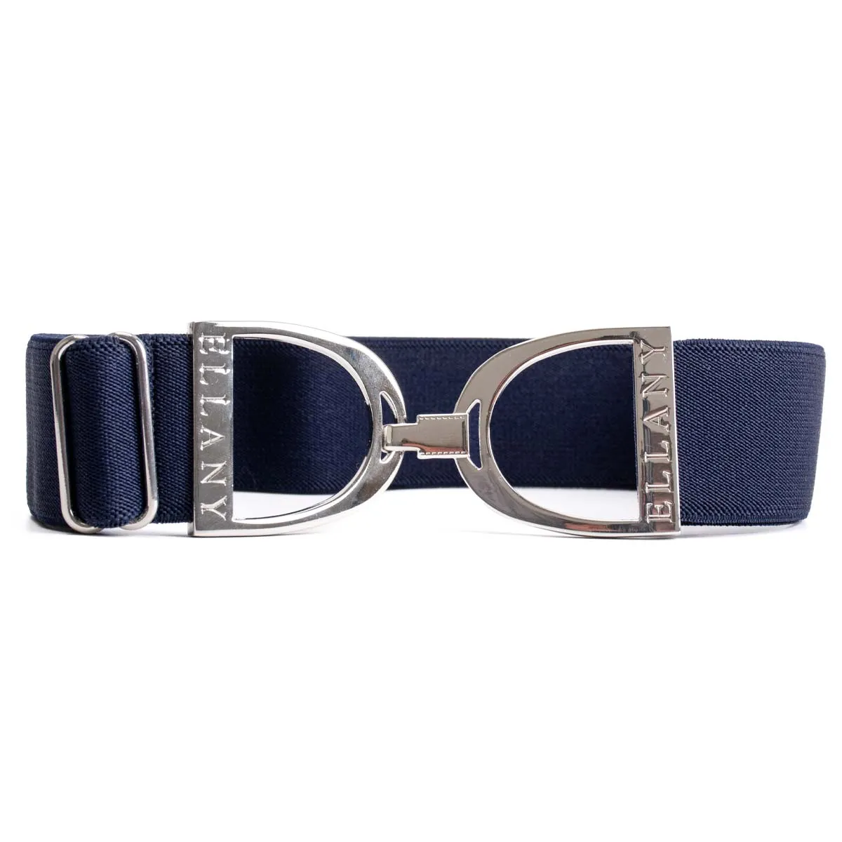 Ellany Navy Silver Stirrup Elastic Ladies Belt