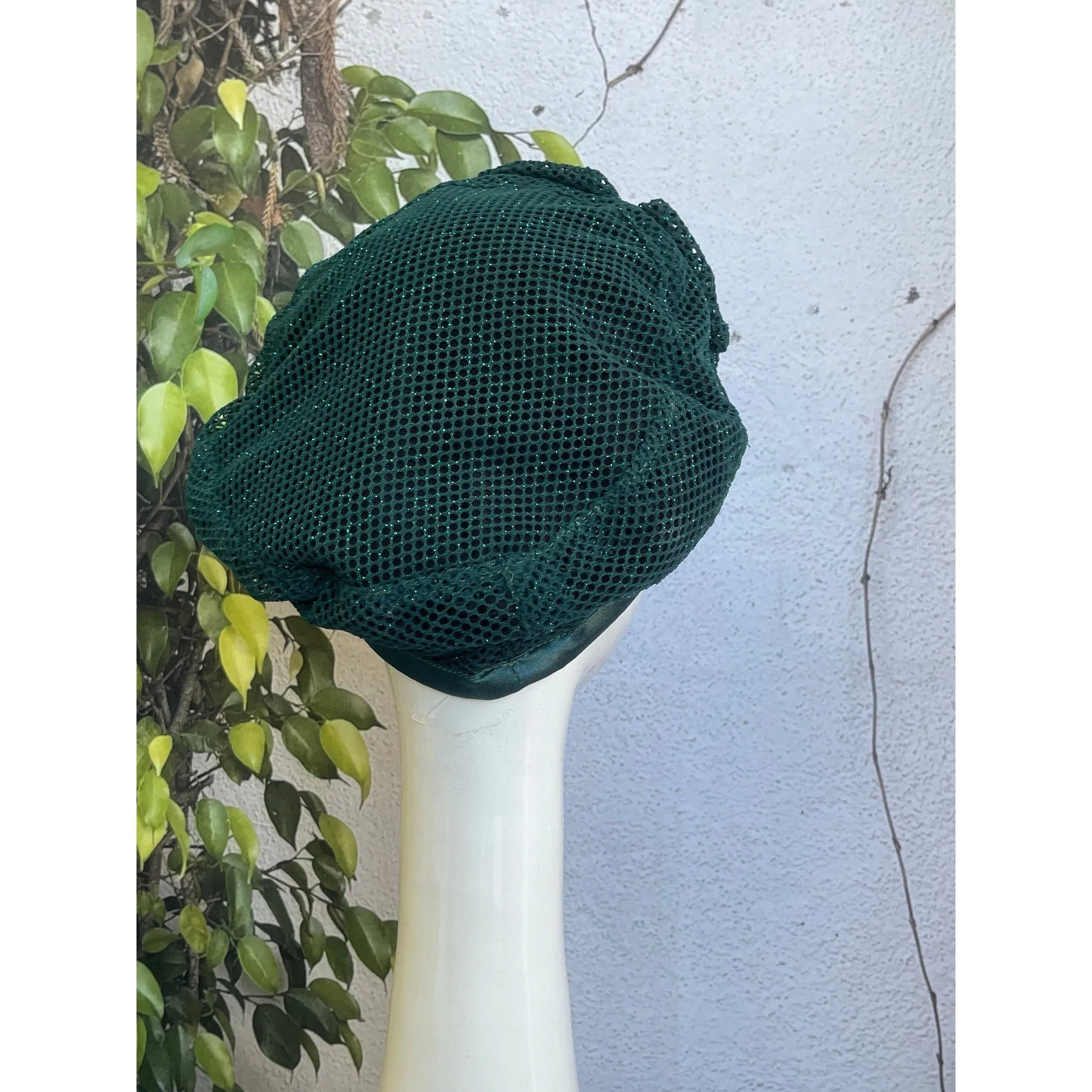 Embellished Hat - Size #1 Teal Green Shimmer Bow