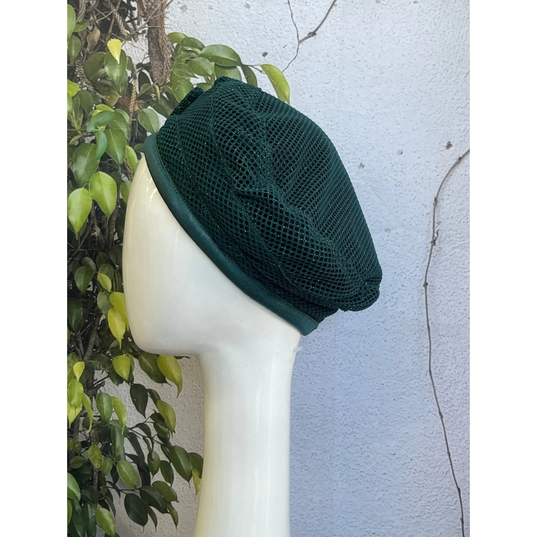 Embellished Hat - Size #1 Teal Green Shimmer Bow