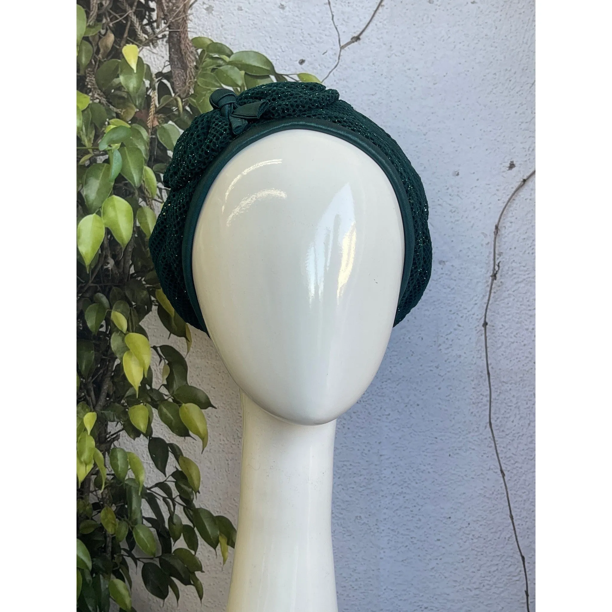 Embellished Hat - Size #1 Teal Green Shimmer Bow