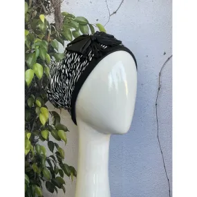 Embellished Hat - Size #2 Black/White Print