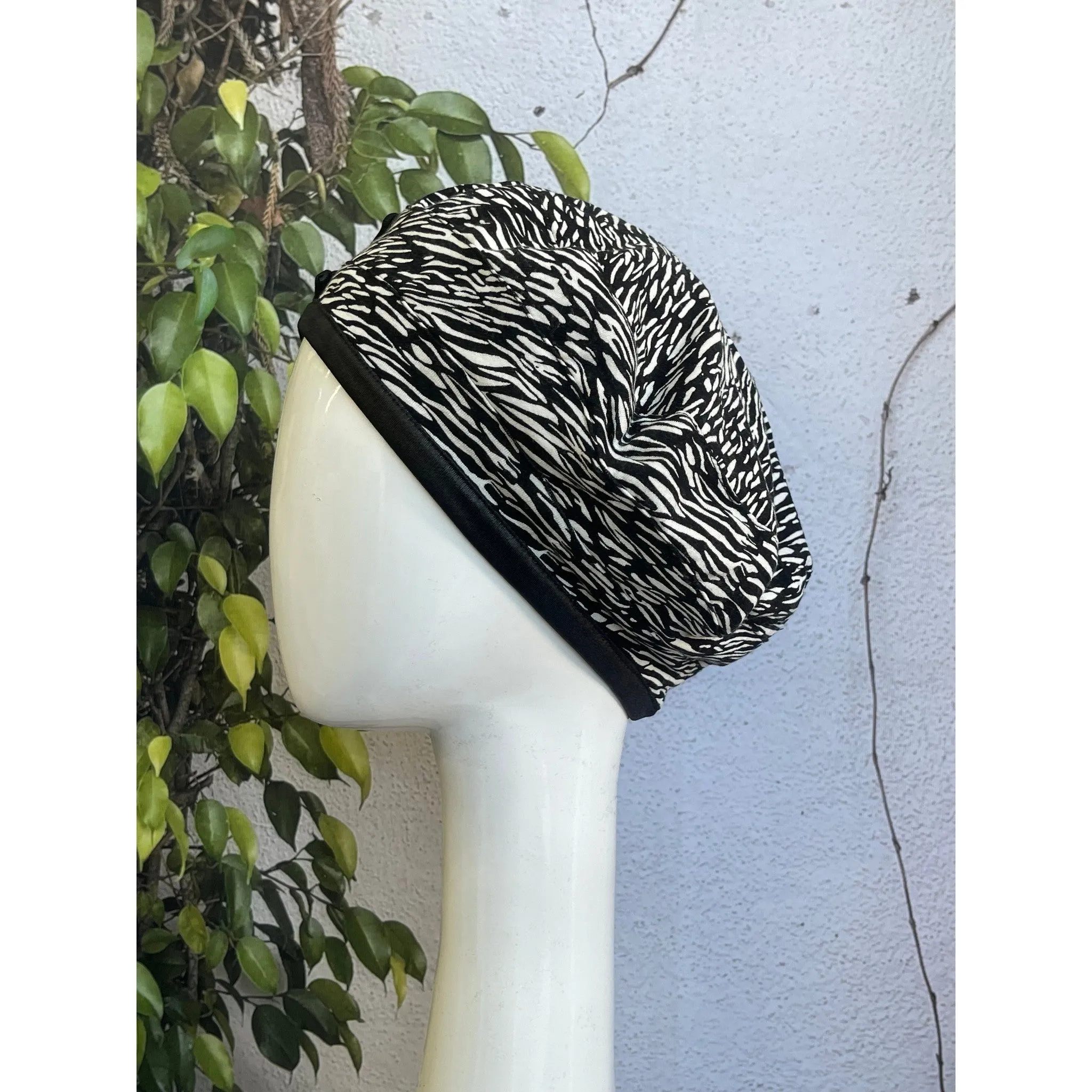 Embellished Hat - Size #2 Black/White Print