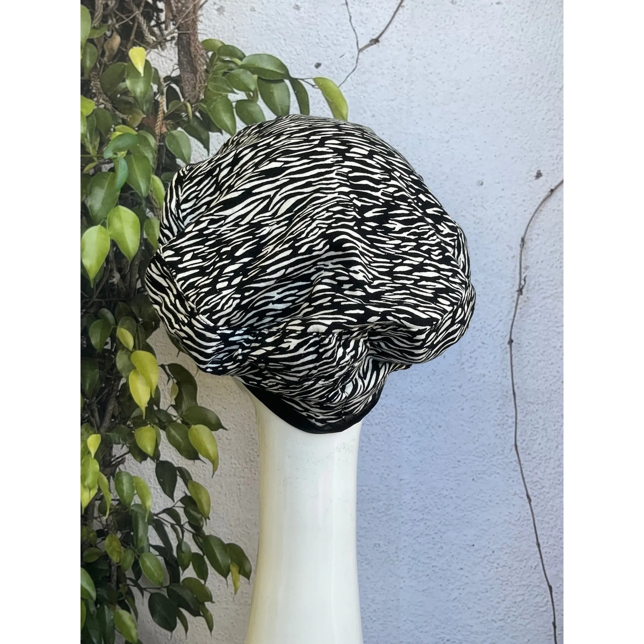 Embellished Hat - Size #2 Black/White Print